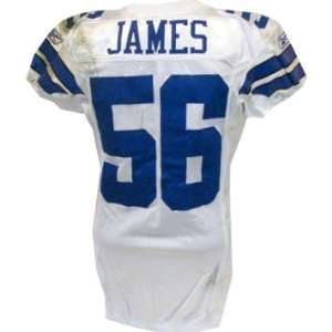  Bradie James Jersey   Cowboys #56 Game Worn White Football 