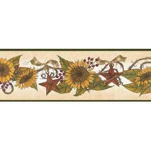  Sunflowers and Tin Stars Wallpaper Border