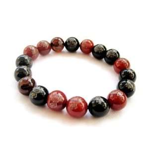    10mm Red Black Agate Beads Tibetan Buddhist Mala Bracelet Jewelry