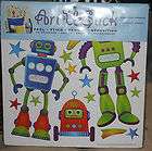 glowpuff robots space stars meteors green blue stickers wall decals