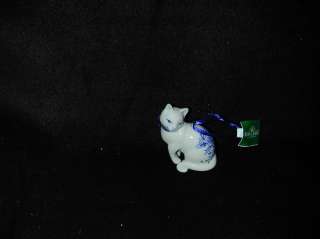   BLUE CAT LOOKING TO LEFT 2.5 INCHES PORCELAIN CAT ORN NEW  