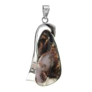 Moss Agate and Sterling Silver One of a Kind Classic Pendant