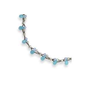   Silver Blue Agate/Freshwater Cultured Blue Pearl Necklace: Jewelry