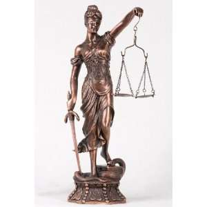   Brass Lady Of Justice With Scales Figurine Statue