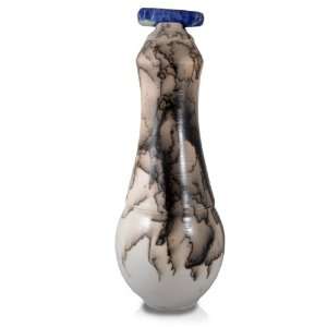  White Horse Hair Cremation Urn with Blue Stone Lid: Patio 