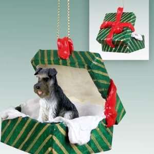   Green Gift Box Dog Ornament   Uncropped   Gray: Home & Kitchen