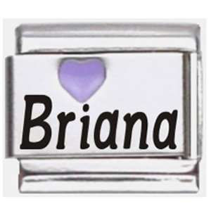  Briana Purple Heart Laser Name Italian Charm Link Jewelry