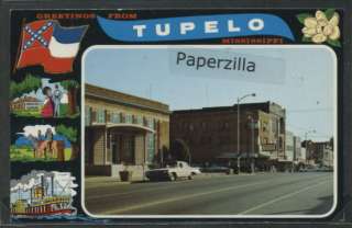 MS Tupelo c1965 STREET SCENE Greetings CARS Deco Border  