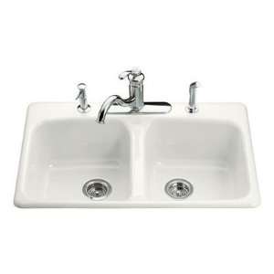  Brookfield Self Rimming Kitchen Sink Finish White, Faucet 