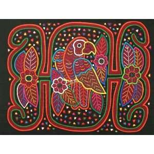   : High Quality Parrot & Flowers Traditional Kuna Mola: Home & Kitchen