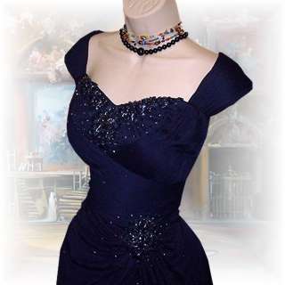 NWT ~ NAVY BLUE BEADED FORMaL EVENiNG BaLL GoWN DRESS by XSCAPE ~ 22 