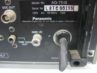 Panasonic AG 7510 Professional SVHS/VHS Player  