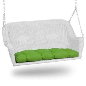   White Wicker Swing with Solid Lime Green Cushion: Patio, Lawn & Garden