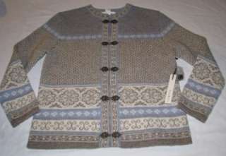 Susan Bristol Knit Wool Cardigan Sweater Womens Size XS Fair Isle 