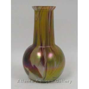  Bulbous Art Glass Vase With Tapered Neck