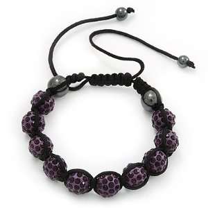  Deep Purple Swarovski Crystal Balls Shamballa Bracelet 