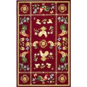   Spring On The Farm Area Rug, 46x66 OVAL, BURGUNDY: Home & Kitchen