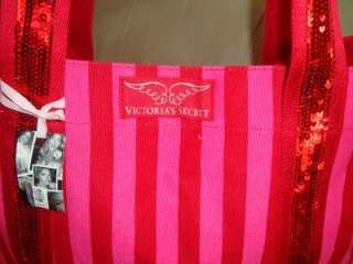 NEW VICTORIAS SECRET SUPERMODEL CANVAS TOTE BAG WITH COSMETIC BAG 