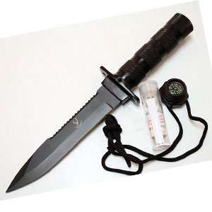 Shelter 10.5 Stainless Steel Survival Knife with Sheath   Black 