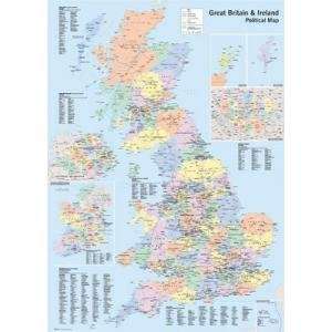 Uk Political Map Poster Print:  Home & Kitchen