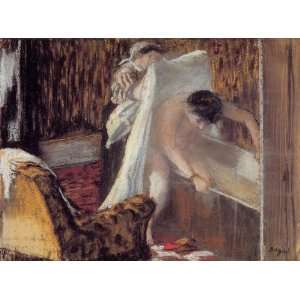  Oil Painting: Woman Leaving Her Bath: Edgar Degas Hand Painted 