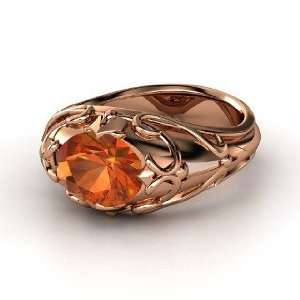    Hearts Crown Ring, Oval Fire Opal 14K Rose Gold Ring: Jewelry