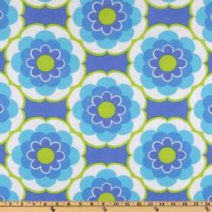  44 Wide Sunny Daze Flowers Blue Fabric By The Yard: Arts 