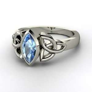  Caitlin Ring, 14K White Gold Ring with Blue Topaz: Jewelry