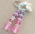 Genuine Pink Swarovski Crystal Silver Clip on Earrings **low shipping 