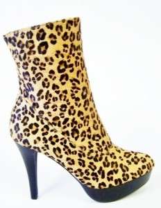 Penny Kenny Nobel Womens Platform Boots Leopard Print Hair 7.5  
