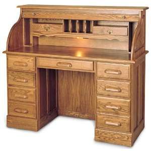   Solid Wood 7 Drawer Roll Top Desk by Haugen Furniture: Office Products