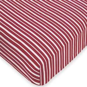   Collection Fitted Crib and Toddler Sheet   Red Stripe Print: Baby