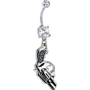  Clear Cubic Zirconia Gun Belly Ring: Jewelry