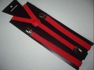 NEW Red Clip on Elastic Y back Brace Suspenders 1.5cm  