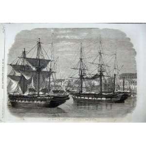  1860 Arsenal Naples Sailing Ships Harbour Italy War