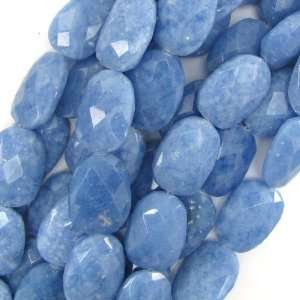   28mm faceted blue quartz oval nugget beads 16 strand