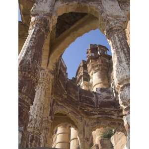  Palace Towers of Meherangarh Fort Seen Through Remains of a Stone 