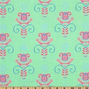   Wide Folk Heart Tulip Green Fabric By The Yard: Arts, Crafts & Sewing