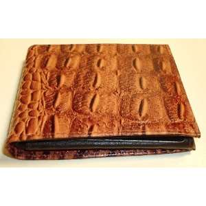  Design Genuine Leather Bi Fold Mens Wallet Card Picture Pockets Brown
