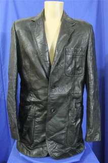 Vtg Californian Mens Size 40 Long Black Leather Blazer Style Jacket 