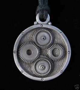 Steampunk Jewelry Pewter Steampunk Watch Gear Necklace  