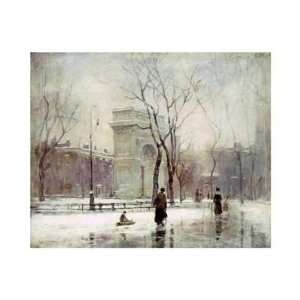  Paul Cornoyer   Winter In Washington Square Giclee Canvas 