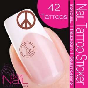  Nail Tattoo Sticker 70s / Flower Power / Peace   brown 
