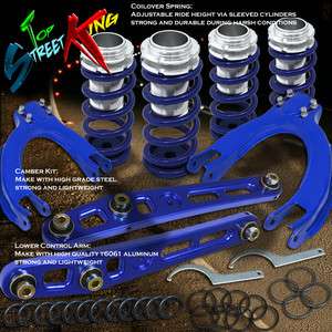88 91 HONDA CIVIC FRONT CAMBER KIT+REAR LOWER CONTROL ARMS+COILOVER 