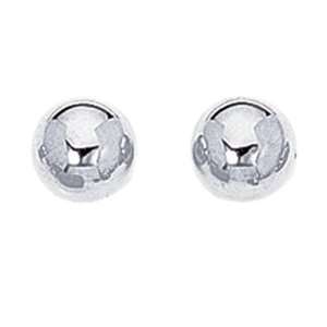  Sterling Silver Button Ball Stud Earrings (6mm): Jewelry
