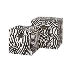   Zebra Print Leather N Wood Chest Trunks:  Home & Kitchen