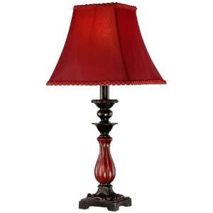  Antique Red and Dark Bronze Candlestick Table Lamp: Home 