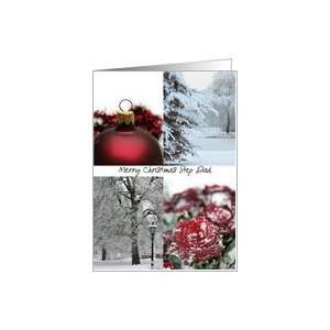 Step Dad Red Winter collage christmas card Card