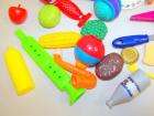 Lot of Assorted Pretend Play Food, also Coins, Basket, Play Dough Toys 