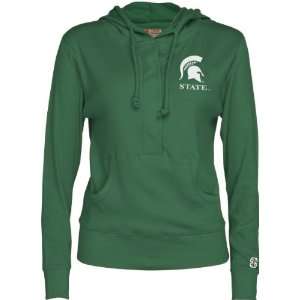 Michigan State Spartans Womens Green Button Placket Hooded Sweatshirt 